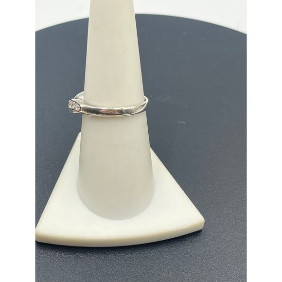 CA DQ CZ 925 Sterling Silver Diamonique Cubic Zirconia Band V Ring Sz 7.5 - Picture 8 of 10